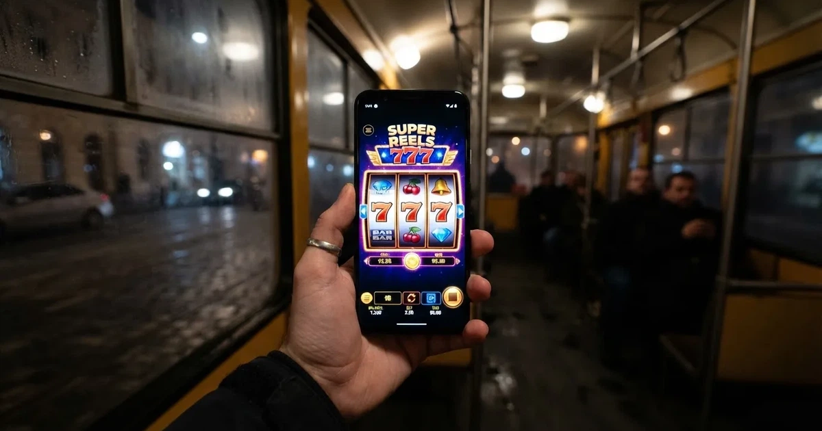 Mobiltelefon kézben egy budapesti villamoson egy téli estén — mobil nyerőgépek magyarországon